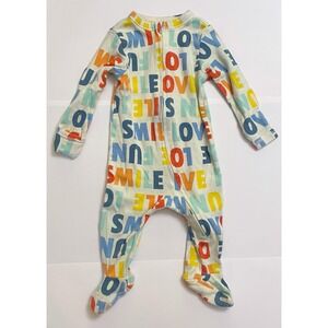 Old Navy Zip Up Footie PJs Smile Love Fun Zip Pajamas Family Matching 3-6 Months